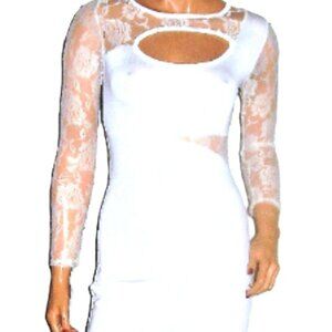 Amiclubwear White Lace Body Con Dress M